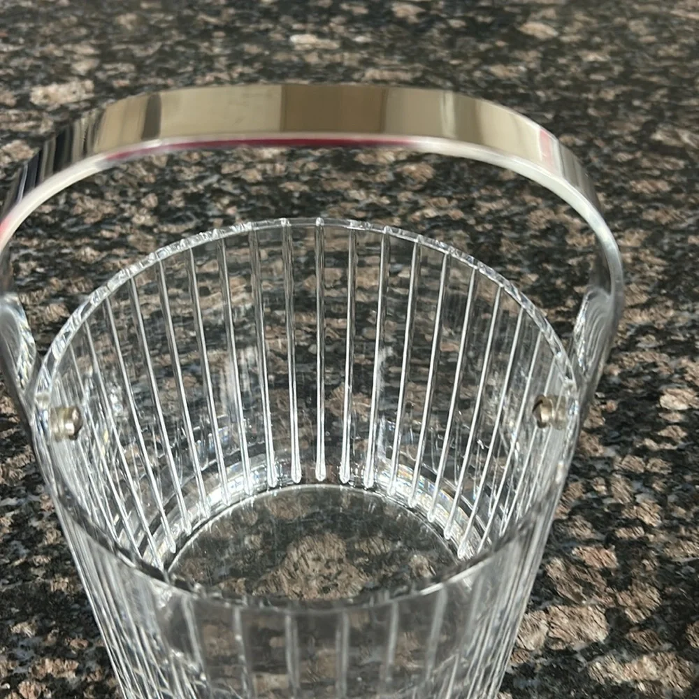 SASAKI CRYSAL VINTAGE ICE BUCKET WITH TONGS